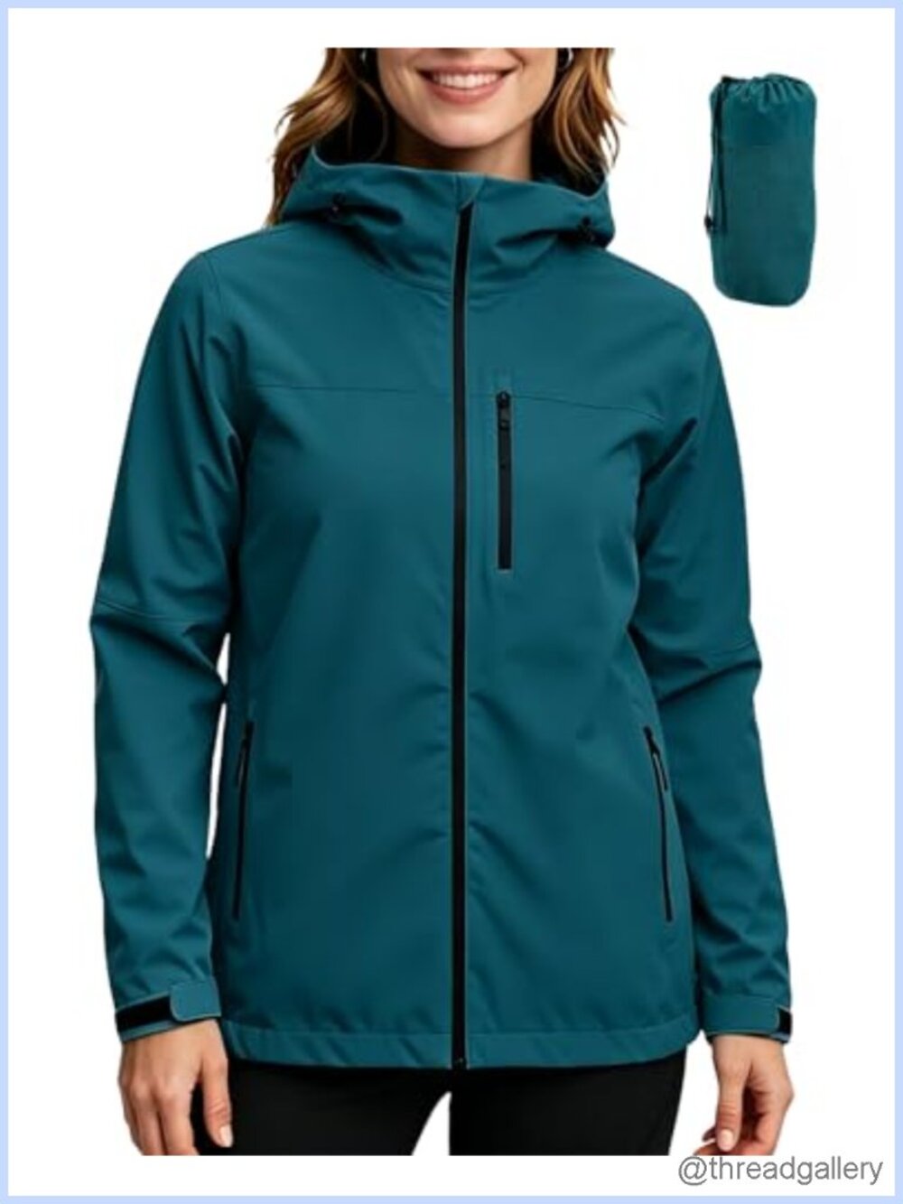 Women's Waterproof Lightweight Rain Jacket Hooded Windbreaker Packable